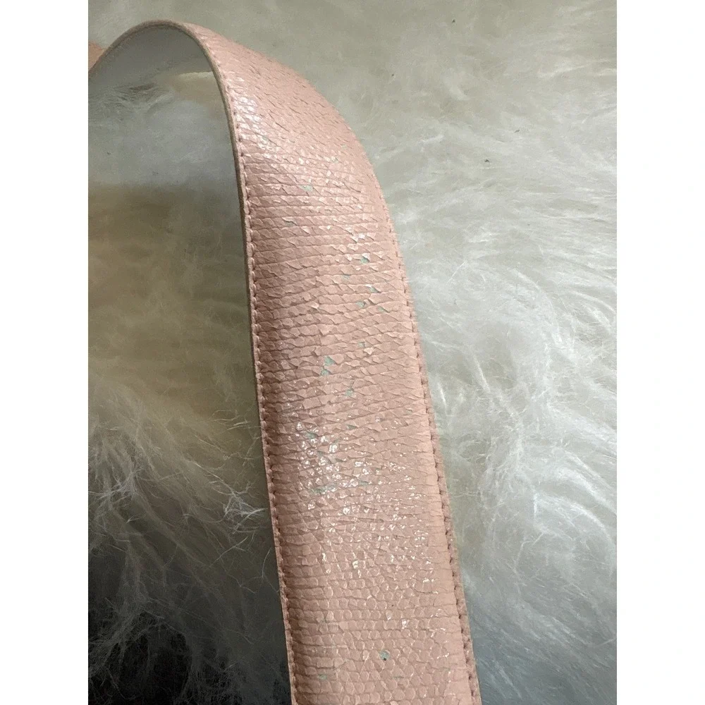 Cipriani Belt Women Medium Glazed Iguana Pink Gold Sculptural Buckle Vintage